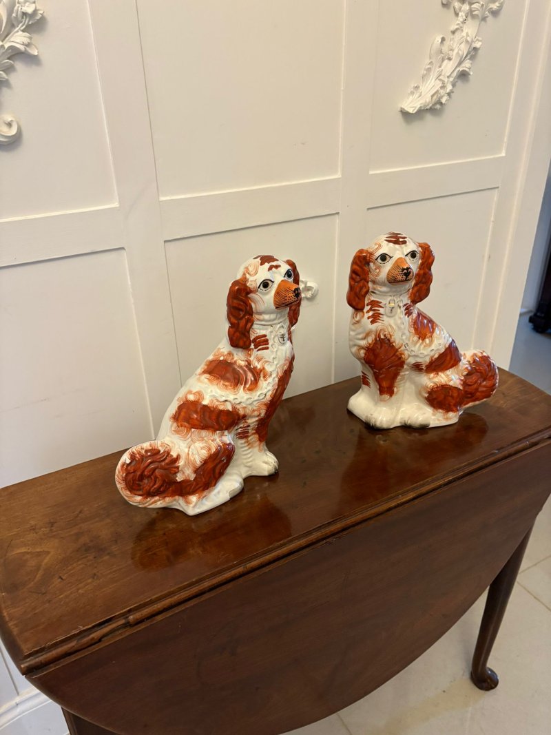 Large Pair of Antique Victorian Quality Staffordshire Dogs - Image 8